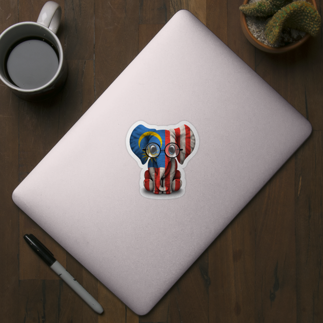 Baby Elephant with Glasses and Malaysian Flag by jeffbartels